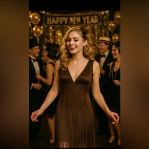 Length, Fringe Hem, Flapper, Evening Dress, Sleeveless, Deep V-Neck size 12